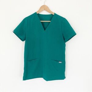 Figs Teal V-Neck Scrub Top
